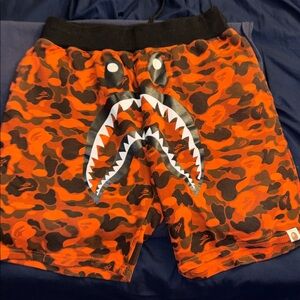 Red a bathing ape Camo Shark Face Shorts